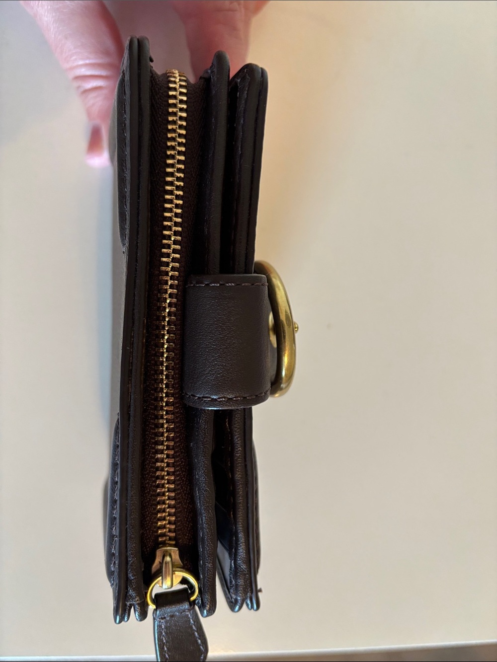Coach Dark Brown Leather Wallet with Gold Buckle - Picture 3 of 8